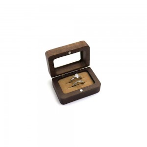 square jewelry wooden box for double ring